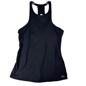 Alo Yoga Tank Top Small Black High Neck Racerback Activewear Womens